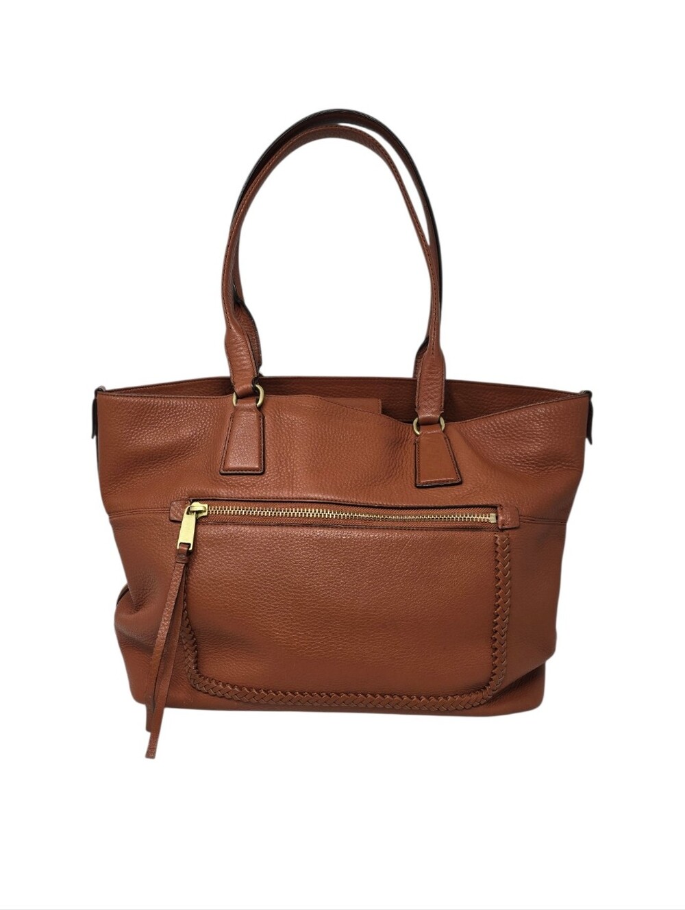 Cole Haan Pebbled Leather Large Tote Bag Terra Cotta Brown